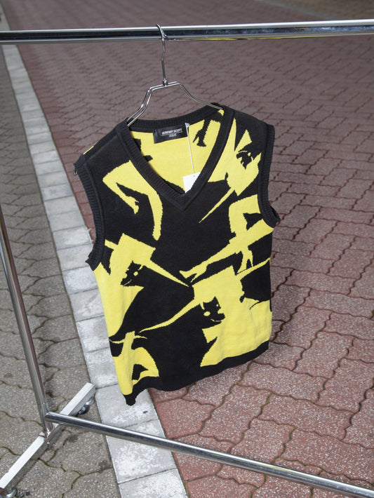 Jeremy Scott Wool Sleeveless Top with Geometric Motifs